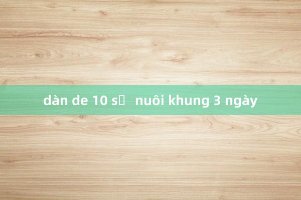 dàn de 10 số nuôi khung 3 ngày