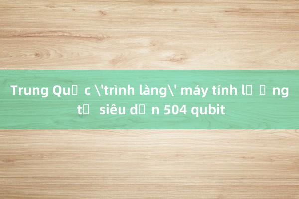 Trung Quốc 'trình làng' máy tính lượng tử siêu dẫn 504 qubit